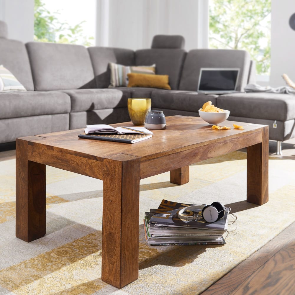 Couchtisch rechteckig aus Sheesham Massivholz, Braun - Maisons Du