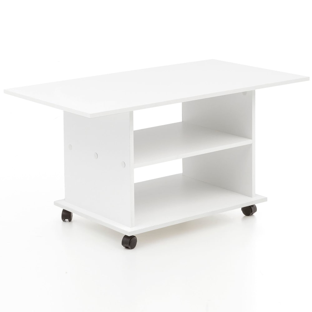 FineBuy Couchtisch rechteckig mit Ablagen aus Spanplatte, Weiß style modern Weiß Spanplatte