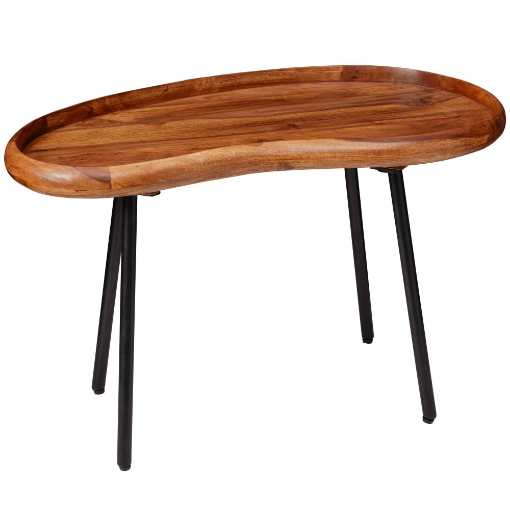 Table basse forme haricot en bois massif de sheesham, marron