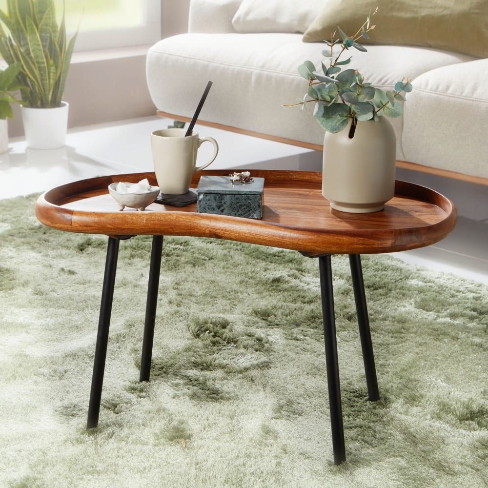 Couchtisch Nierenform aus Sheesham Massivholz Braun - Maisons Du