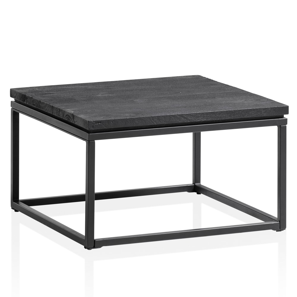 FineBuy Couchtisch quadratisch aus Mango Massivholz, Schwarz style modern Schwarz