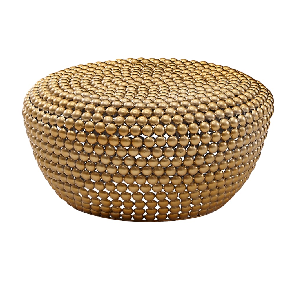 FineBuy Couchtisch rund aus Aluminium, Gold style modern Gold Aluminium