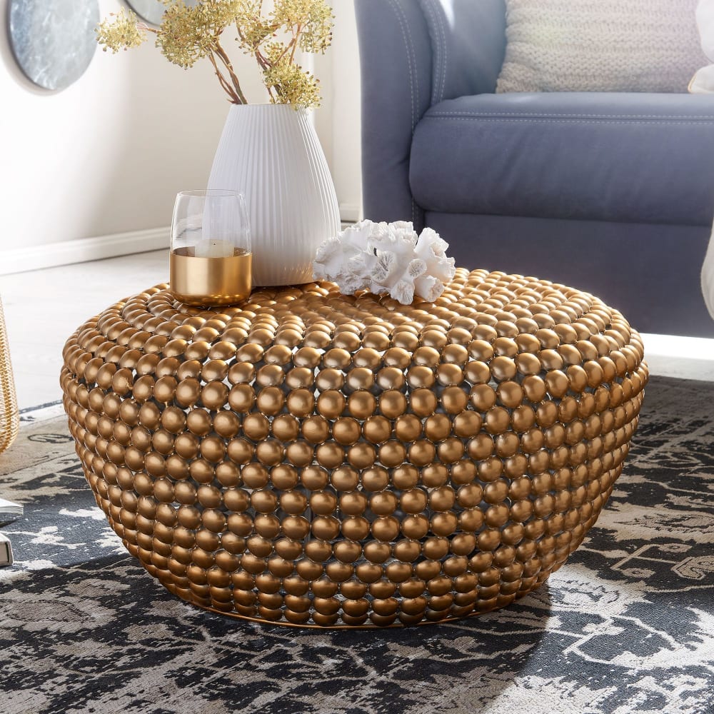 Couchtisch rund aus Aluminium, Gold - Maisons Du Monde