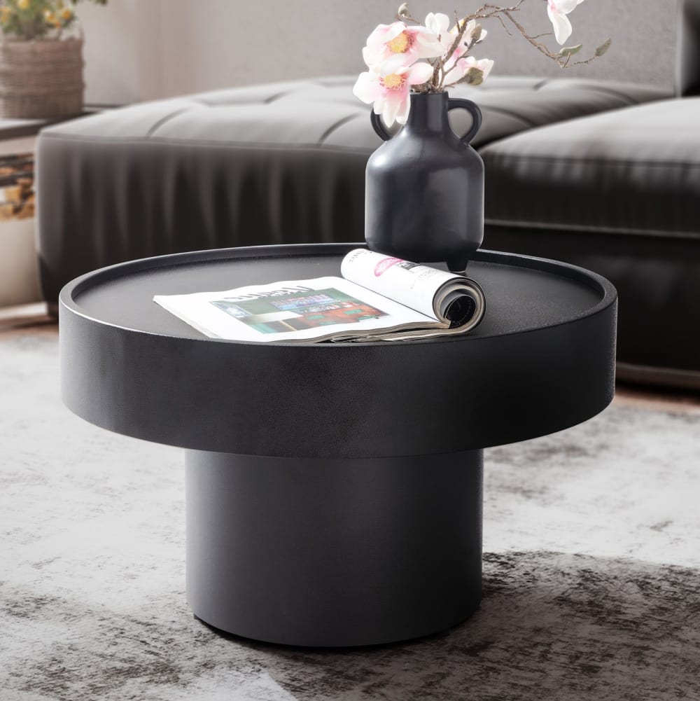 Couchtisch rund aus Metall, Schwarz - Maisons Du Monde