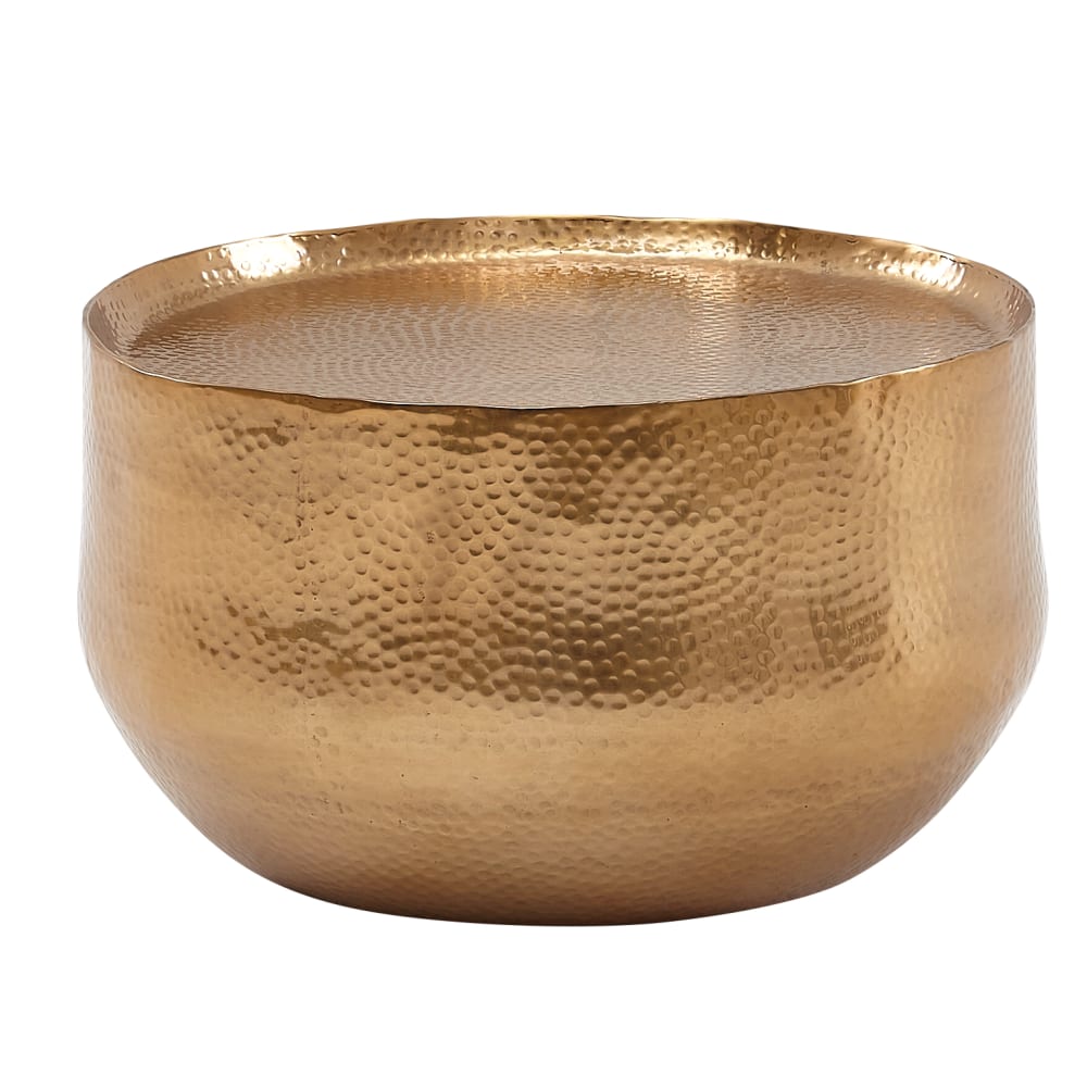 FineBuy Couchtisch rund aus Aluminium, Gold style modern Gold Aluminium
