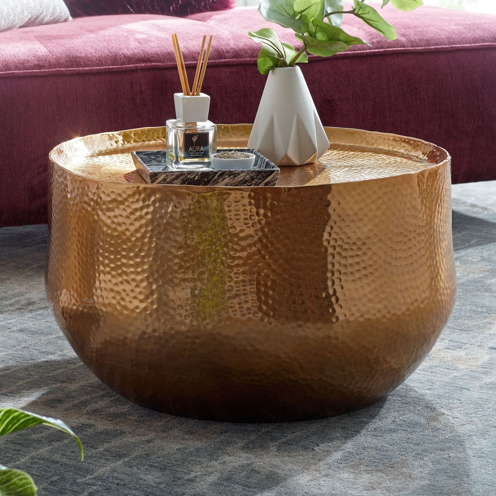 Couchtisch rund aus Aluminium, Gold - Maisons Du Monde