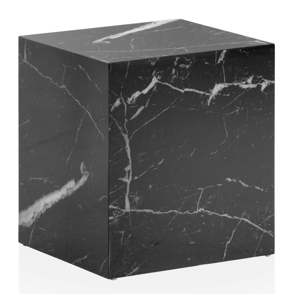 FineBuy Couchtisch quadratisch Marmor Optik aus MDF, Schwarz style modern Schwarz Spanplatte