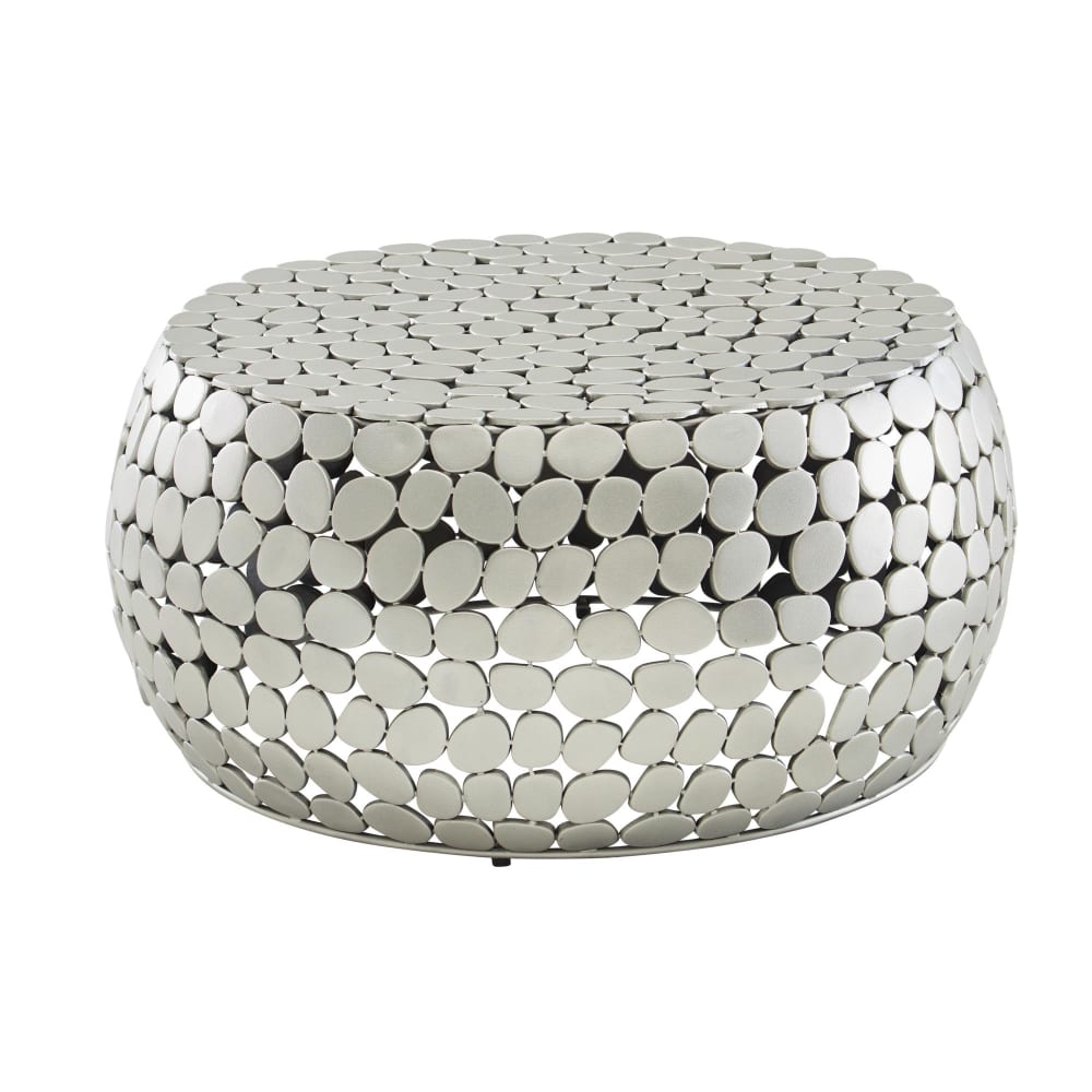 FineBuy Couchtisch rund aus Aluminium, Silber style modern Silber Aluminium