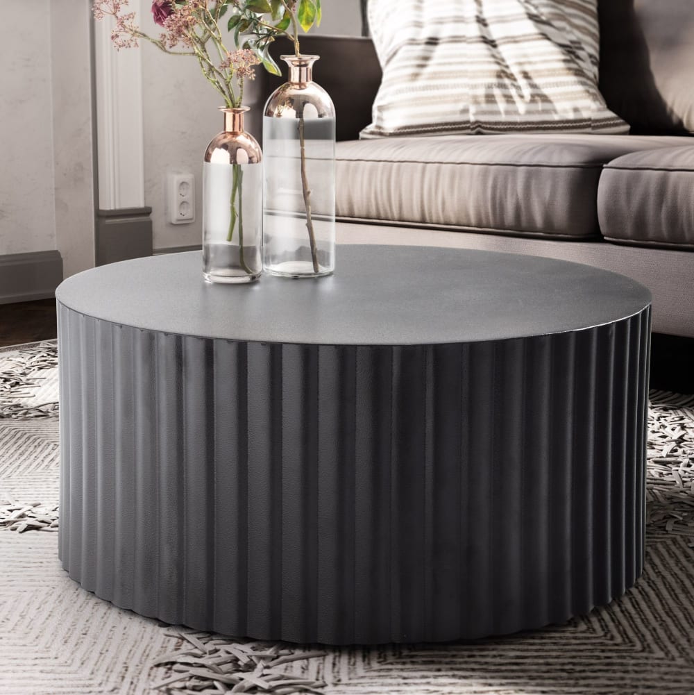 Table basse ronde en métal, noir