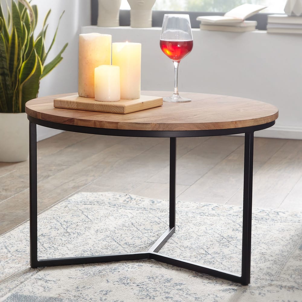 Couchtisch rund aus Akazie Massivholz, Braun - Maisons Du Monde