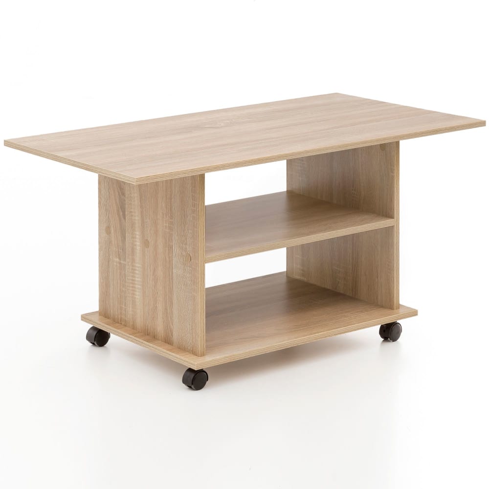FineBuy Couchtisch rechteckig mit Ablagen aus Spanplatte, Braun style modern Grau Spanplatte