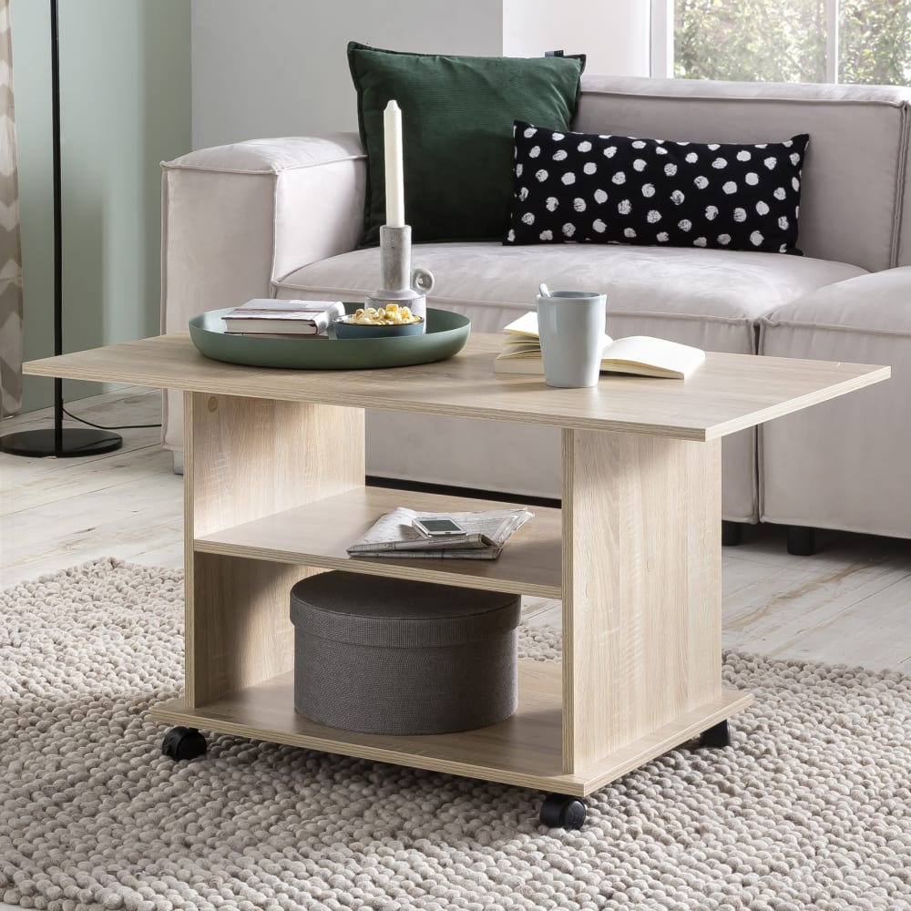 Couchtisch rechteckig mit Ablagen aus Spanplatte, Braun - Maisons