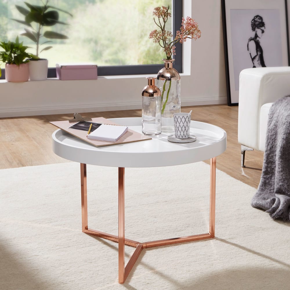 Couchtisch mit Tablett aus MDF, Weiß - Maisons Du Monde