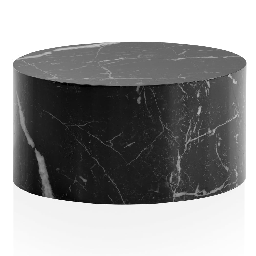 FineBuy Couchtisch rund Marmor Optik aus MDF, Schwarz style modern Schwarz Spanplatte