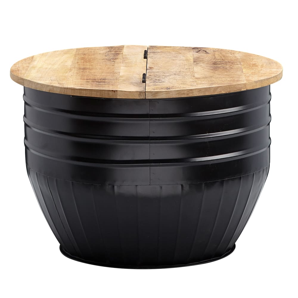Table basse ronde avec rangement en métal, noir Table basse ronde avec rangement en métal, noir