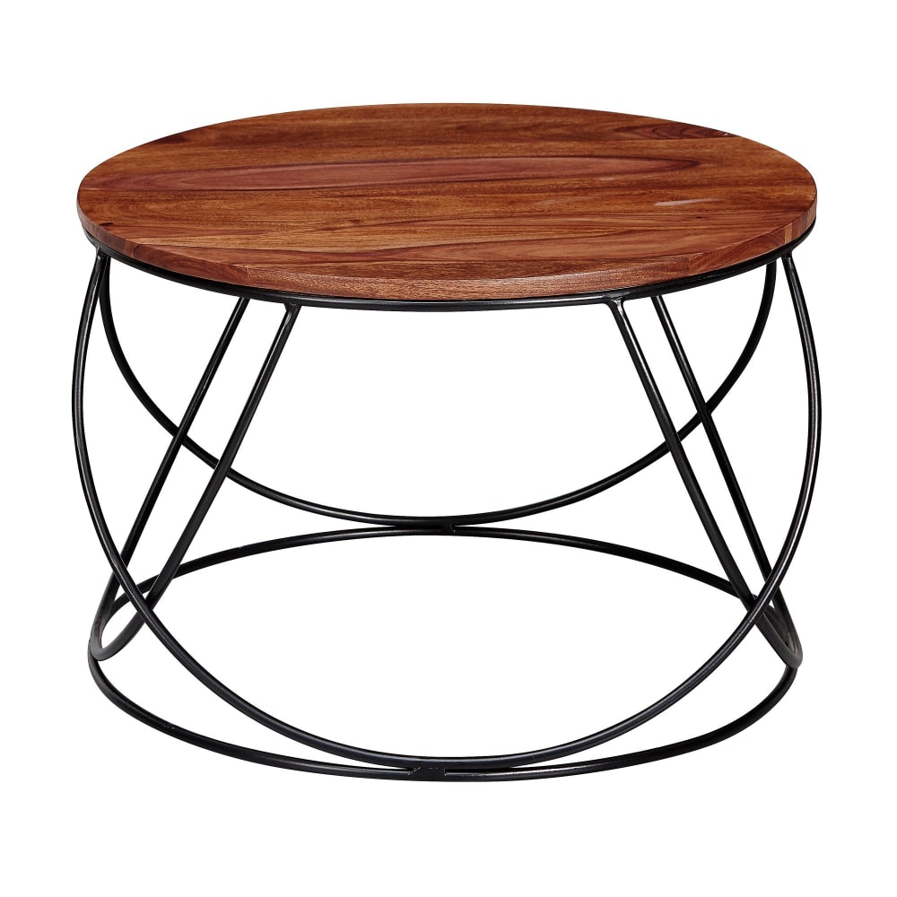 Table basse ronde en bois massif de sheesham, marron Table basse ronde en bois massif de sheesham, marron