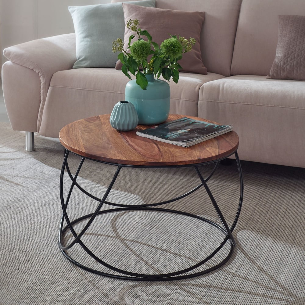 Couchtisch rund aus Sheesham Massivholz, Braun - Maisons Du Monde