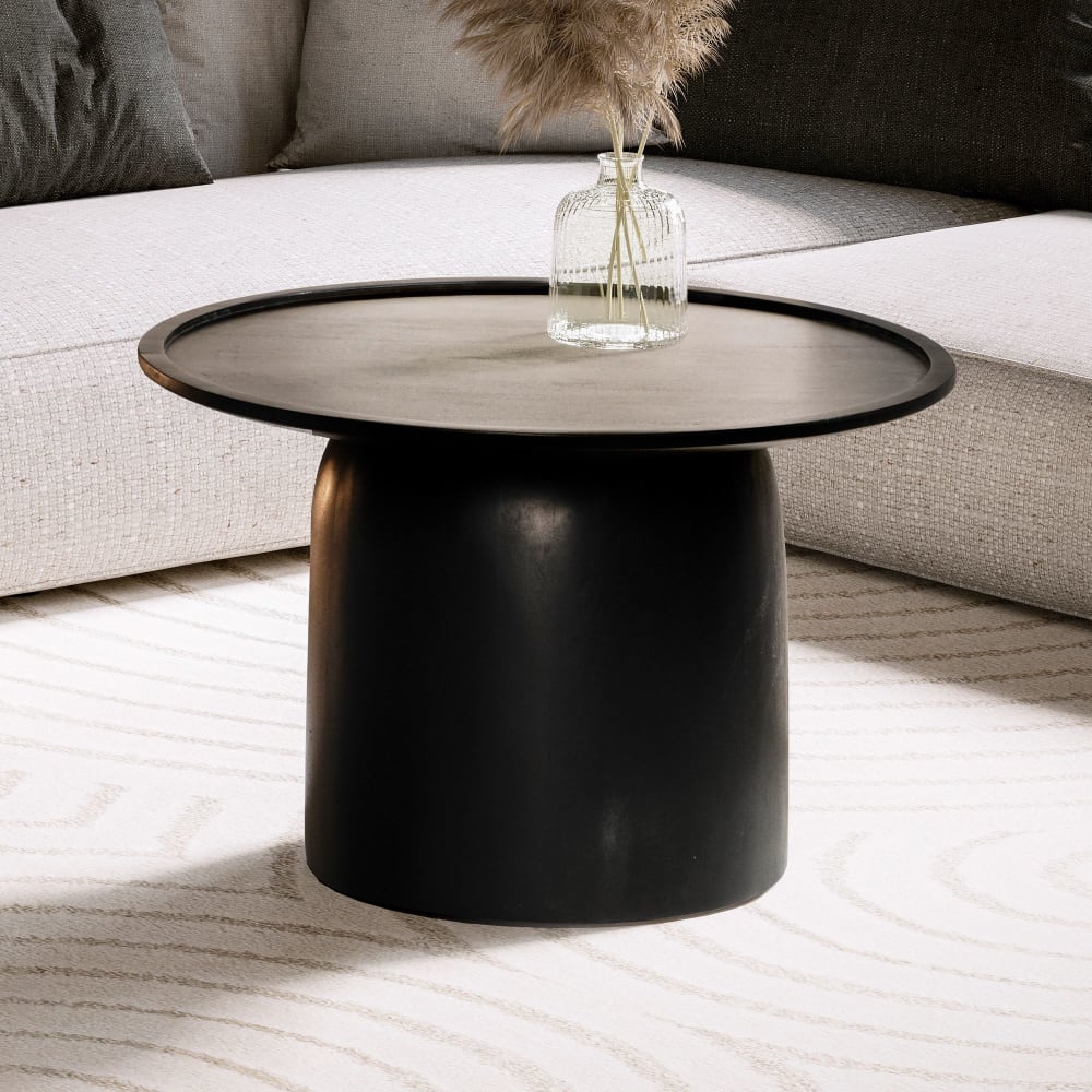 Couchtisch rund aus Mango Massivholz, Schwarz - Maisons Du Monde
