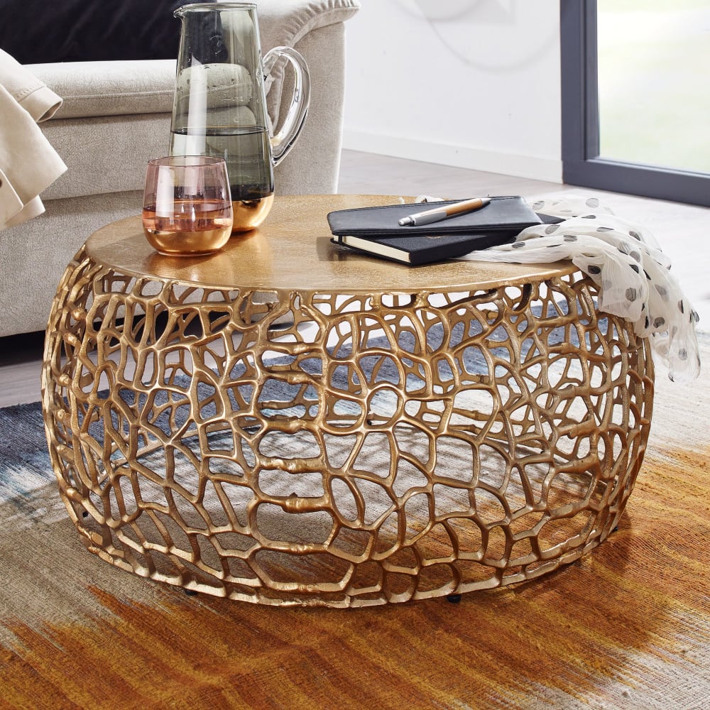 Couchtisch rund aus Metall, Gold - Maisons Du Monde