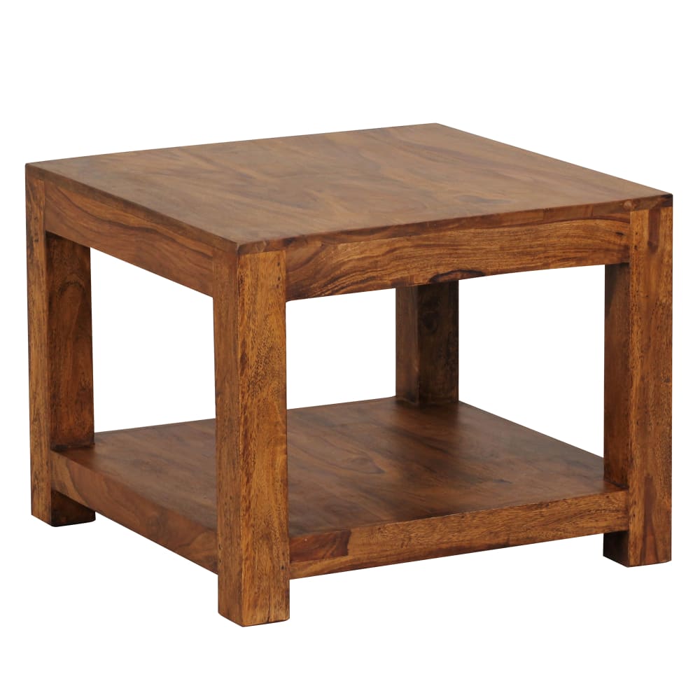 Table basse avec tablette en sheesham, marron