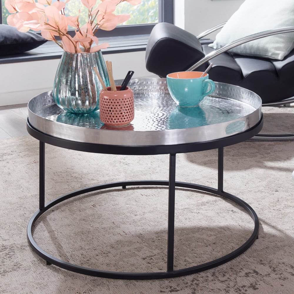 Couchtisch Hammerschlag aus Metall, Silber - Maisons Du Monde