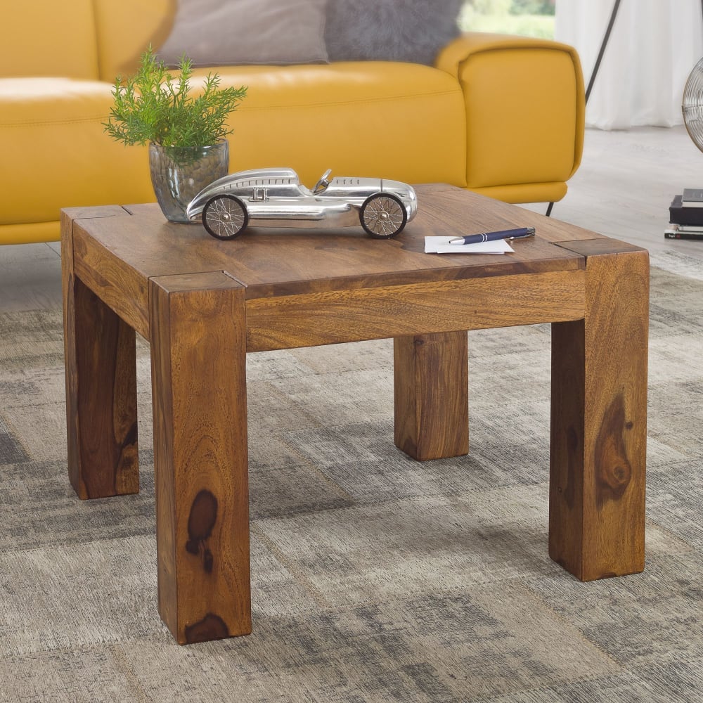 Couchtisch quadratisch aus Sheesham Massivholz, Braun - Maisons