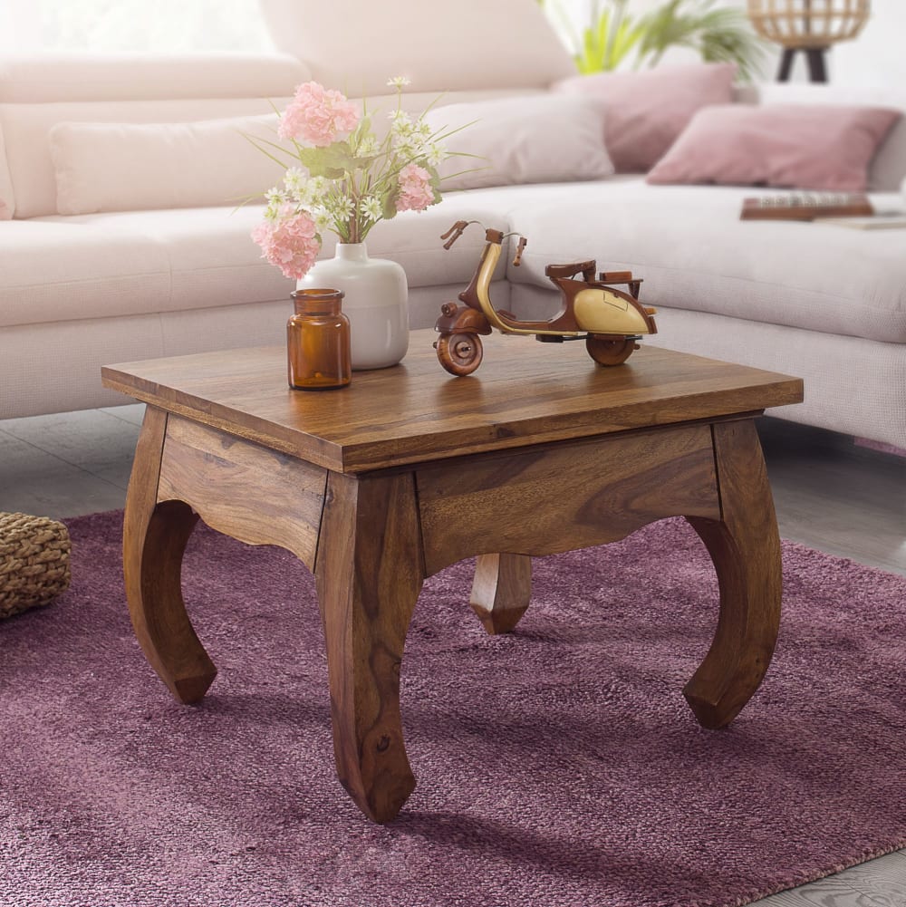 Couchtisch orientalisch aus Sheesham Massivholz, Braun - Maisons