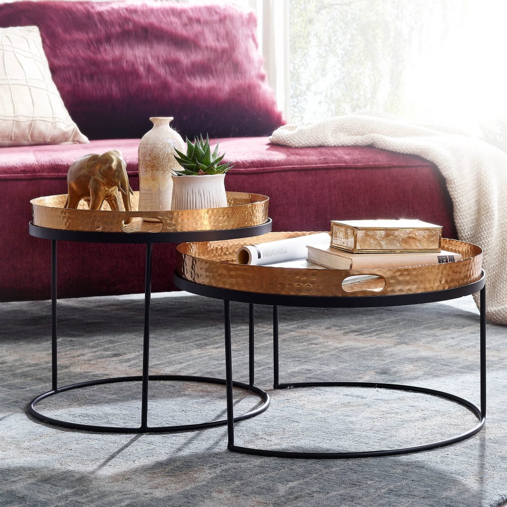 2er Set Satztische aus Aluminium, Gold - Maisons Du Monde