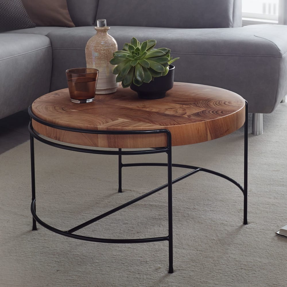 Couchtisch rund aus Akazie Massivholz, Braun - Maisons Du Monde