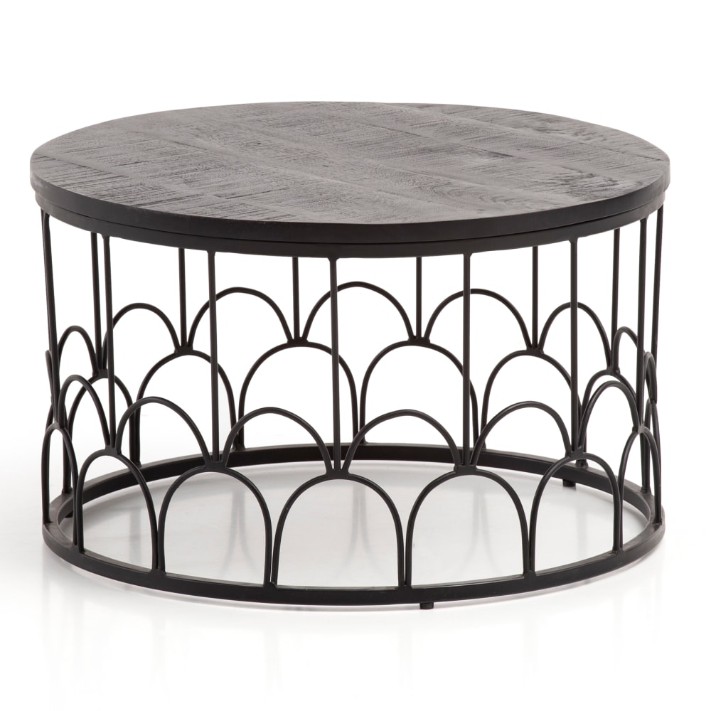 Table basse ronde en bois de manguier massif, noir Table basse ronde en bois de manguier massif, noir