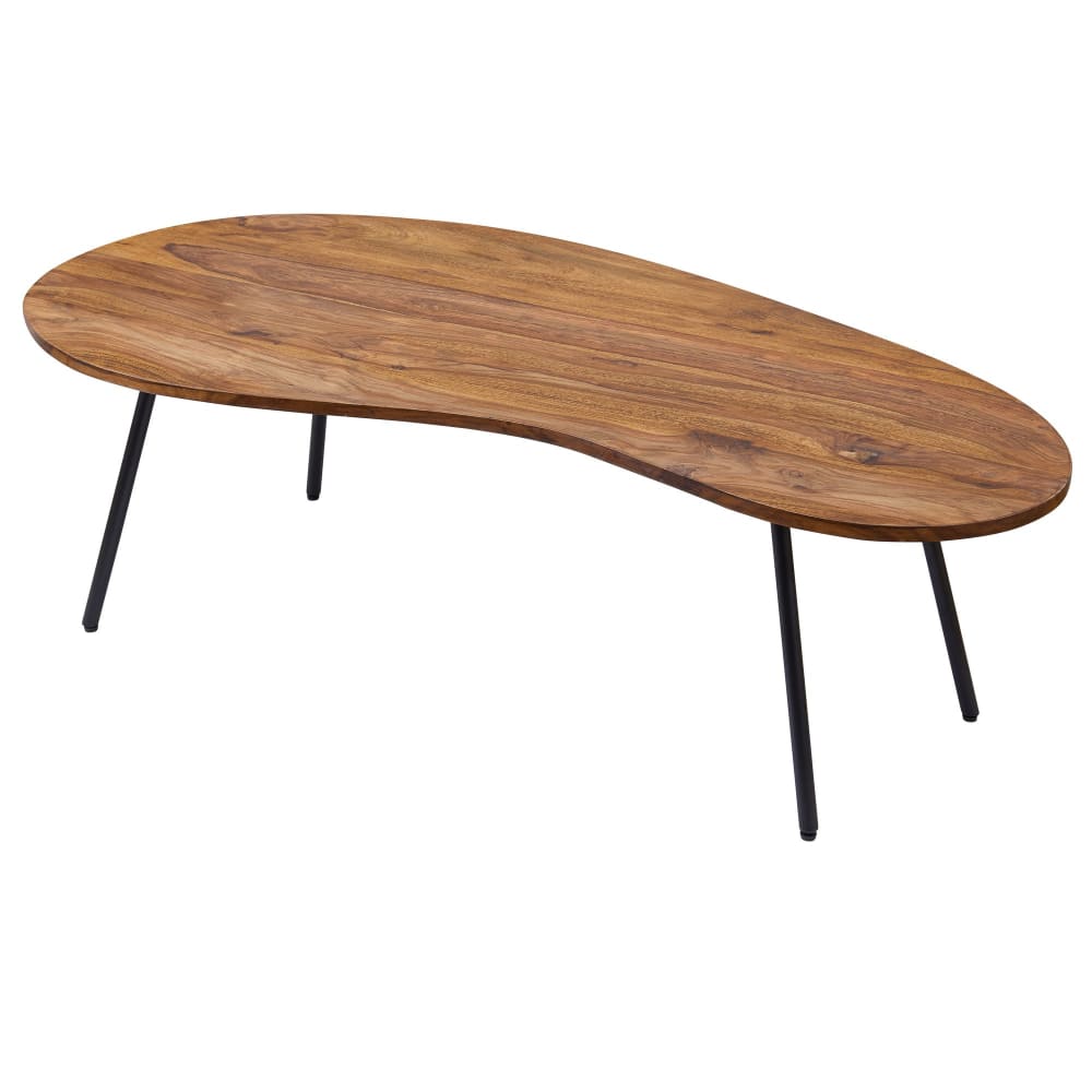 FineBuy Couchtisch Nierenförmig aus Sheesham, Braun style modern Braun Holz