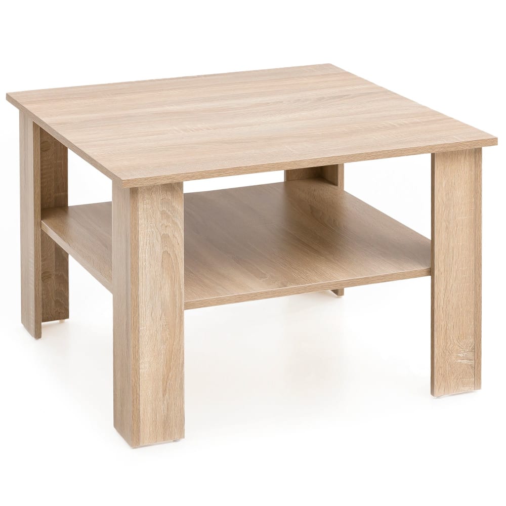 Table basse carrée avec tablette en aggloméré, marron Table basse carrée avec tablette en aggloméré, marron