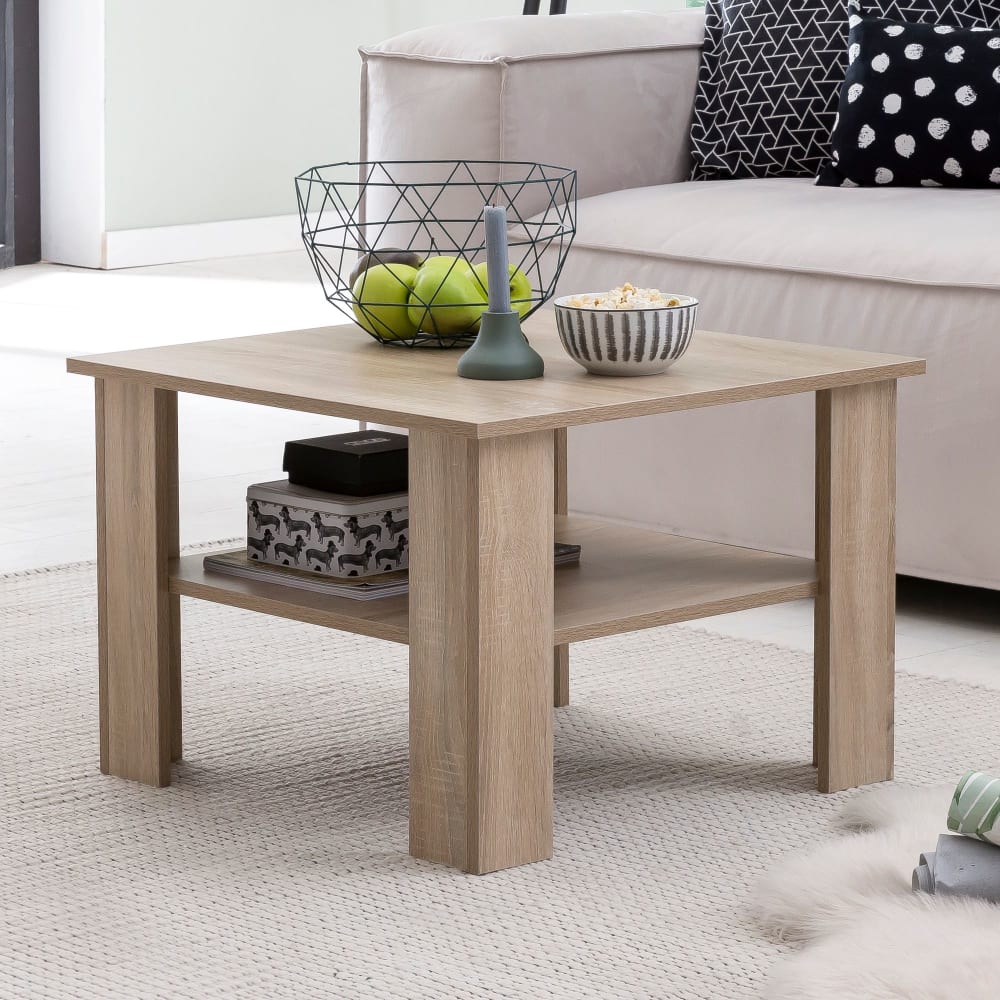 Couchtisch quadratisch mit Ablage aus Spanplatte, Braun - Maisons
