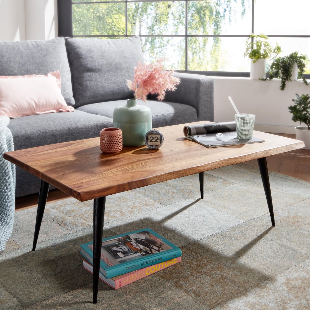 Couchtisch rechteckig aus Sheesham Massivholz, Braun - Maisons Du