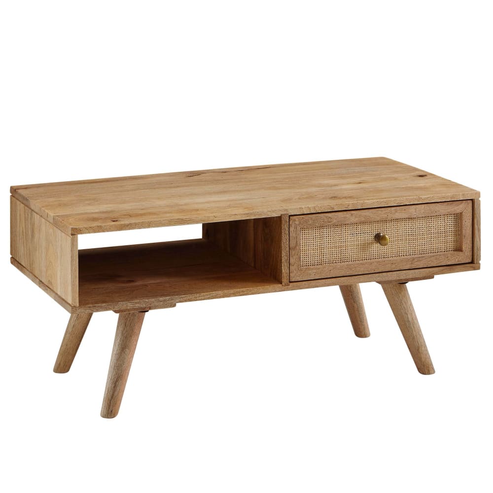 Couchtisch mit Schublade aus Mango Massivholz, Braun - Maisons Du