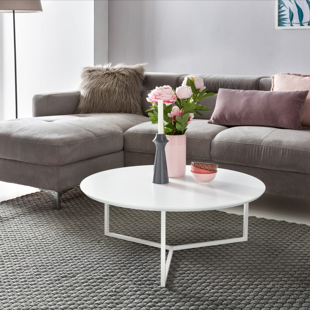 Couchtisch rund 88 cm aus MDF, Weiß - Maisons Du Monde