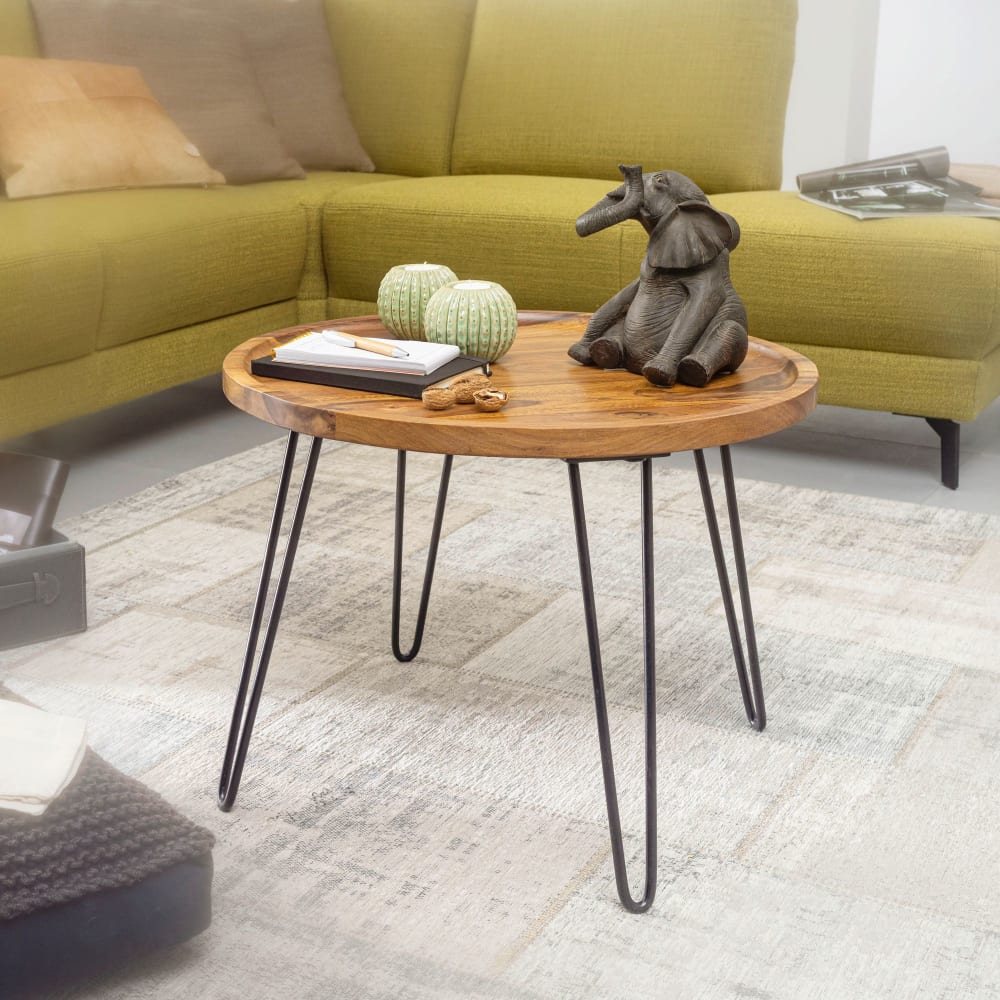 Couchtisch rund aus Sheesham Massivholz, Braun - Maisons Du Monde