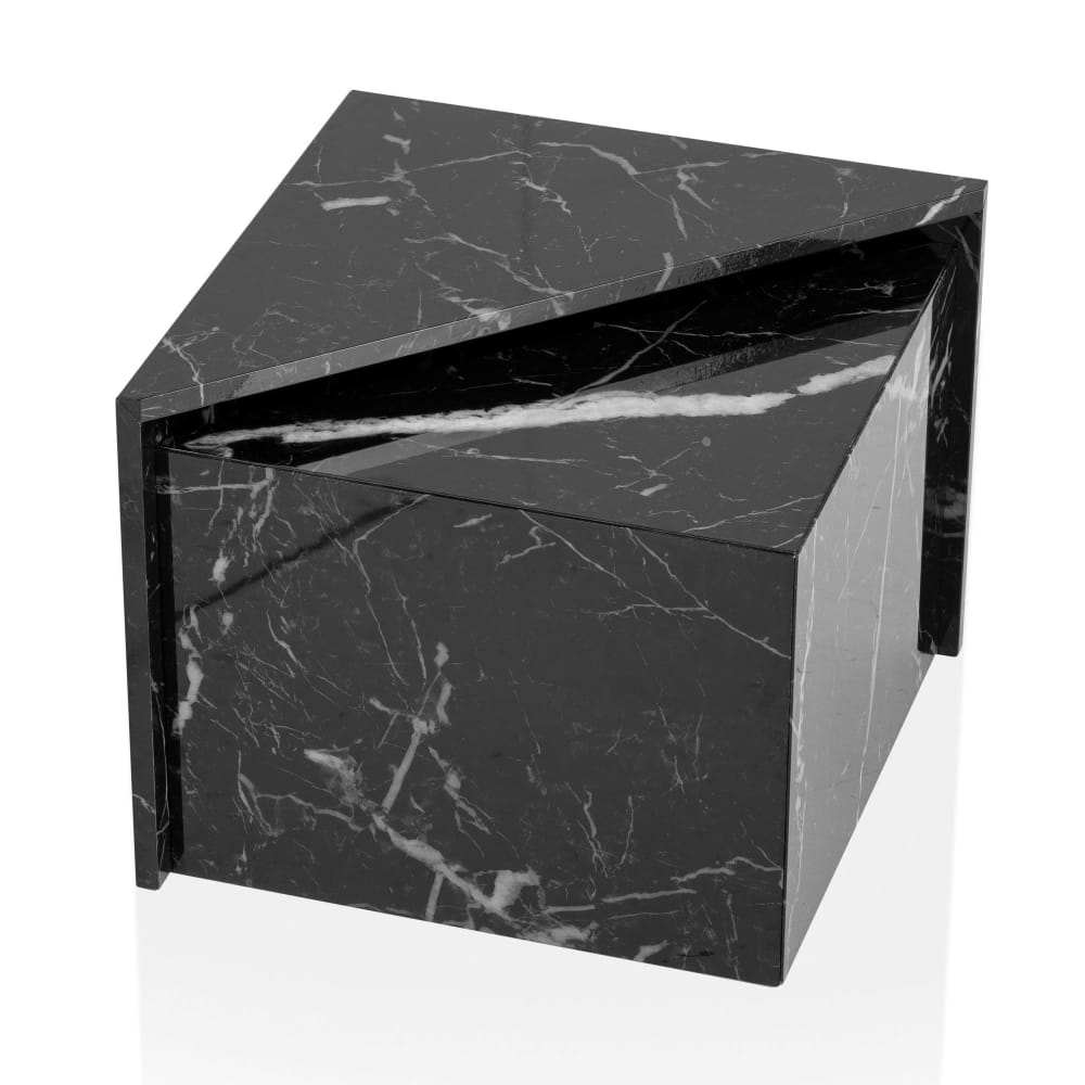 FineBuy 2er Set Satztische dreieckig aus MDF, Schwarz style modern Schwarz Spanplatte