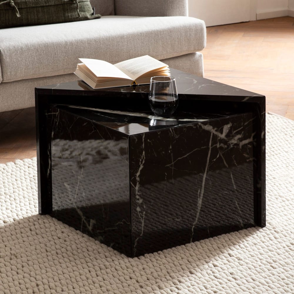2er Set Satztische dreieckig aus MDF, Schwarz - Maisons Du Monde