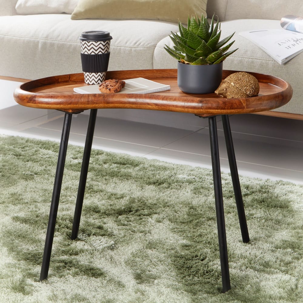 Couchtisch Nierenform aus Sheesham Massivholz Braun - Maisons Du