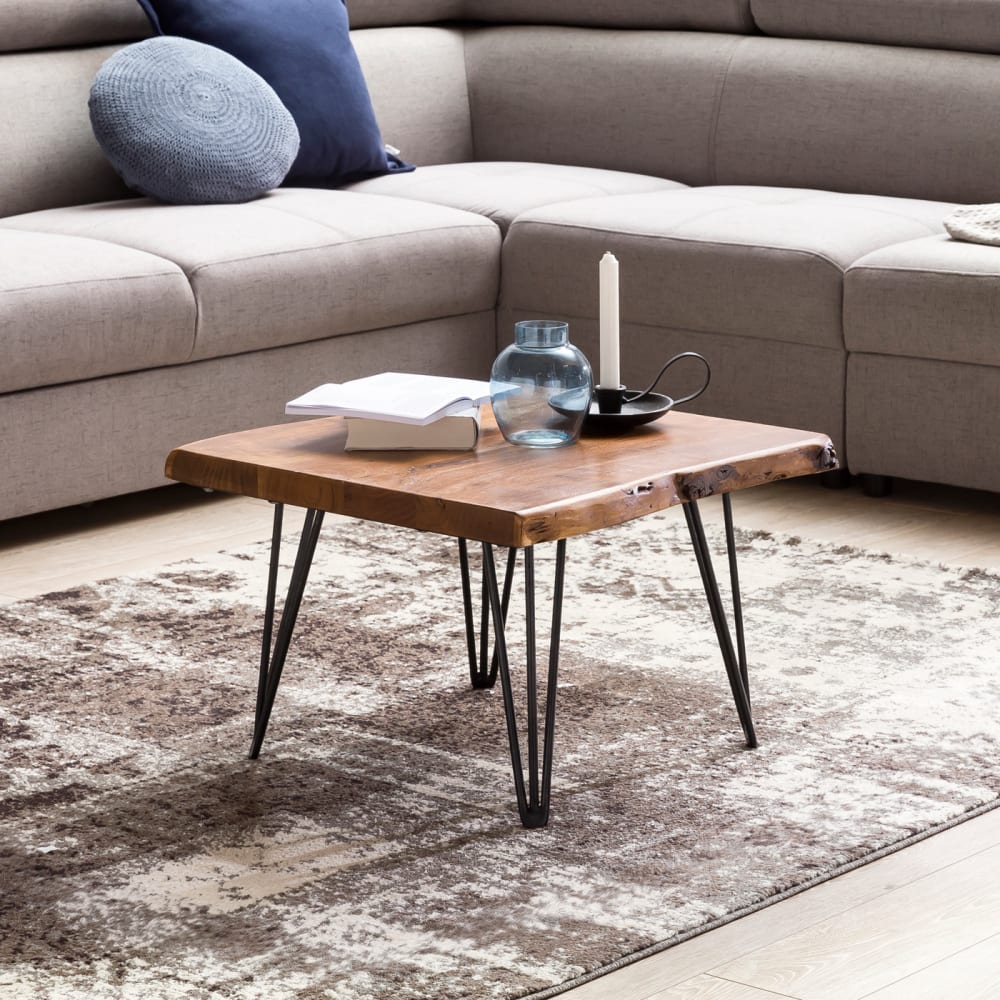 Couchtisch mit Hairpin Beinen aus Sheesham, Braun - Maisons Du