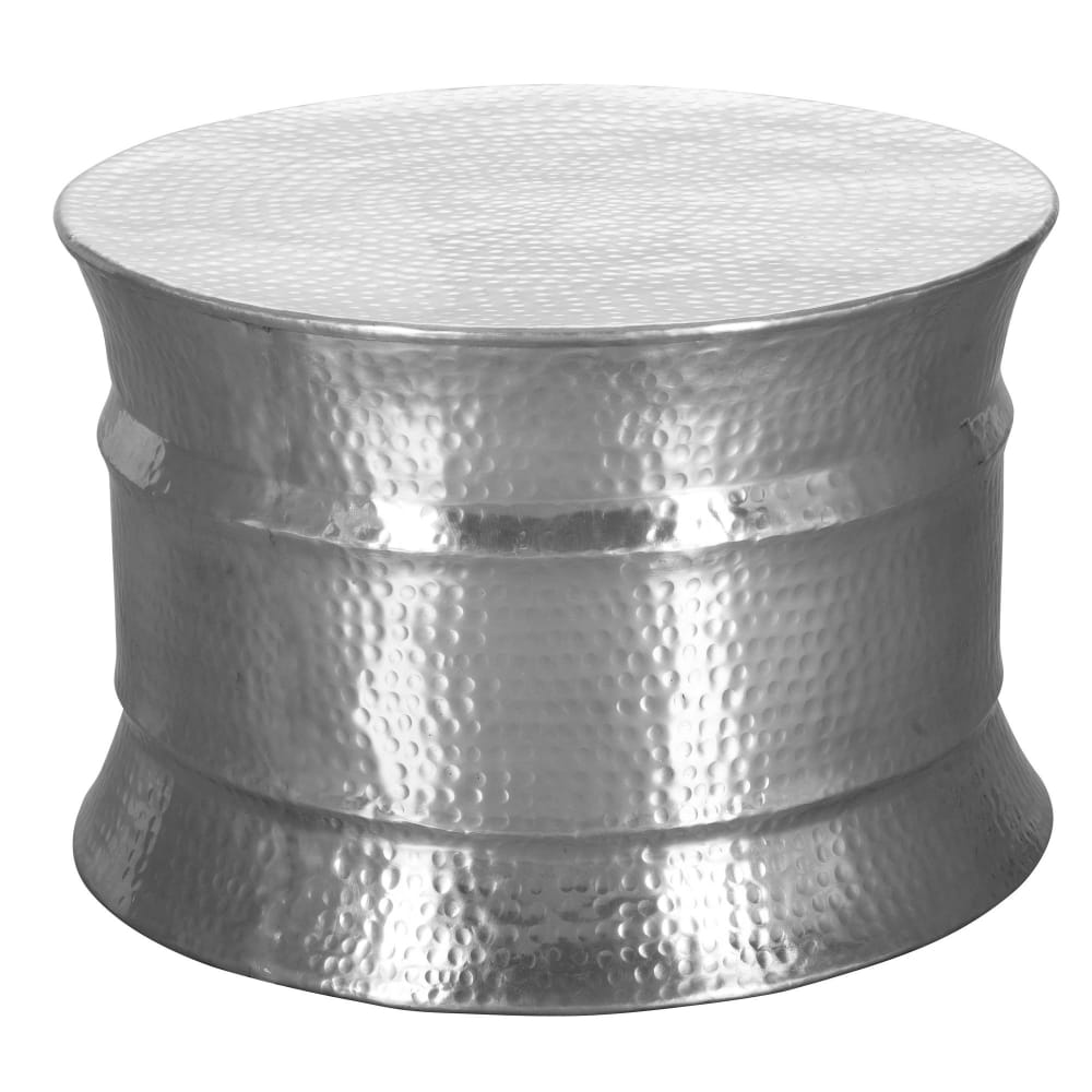 FineBuy Couchtisch mit Hammerschlag aus Aluminium, Silber style modern Silber Aluminium