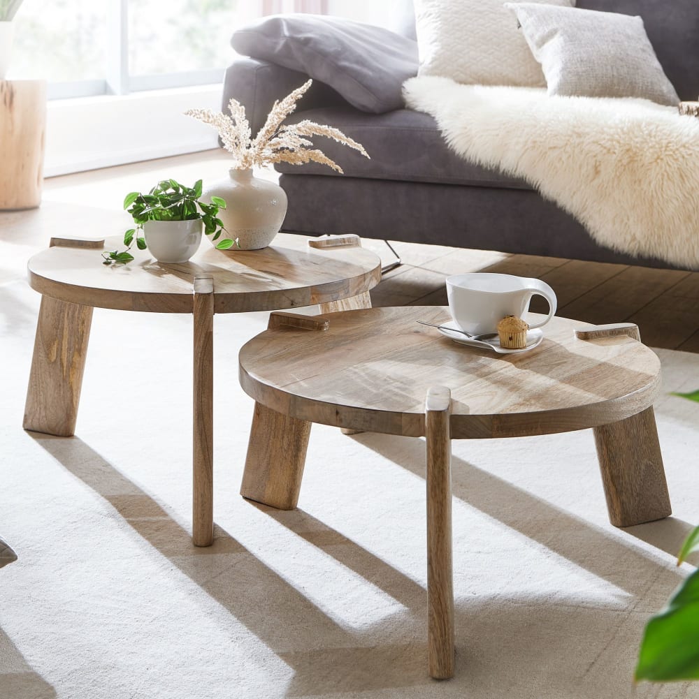 2er Set Satztische aus Mango Massivholz, Braun - Maisons Du Monde