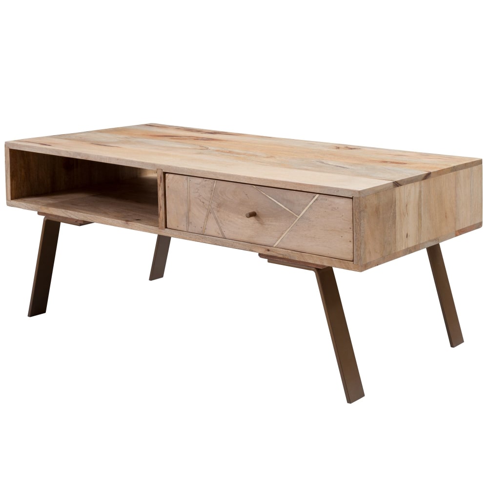 Table basse avec tiroir en bois de manguier, marron Table basse avec tiroir en bois de manguier, marron