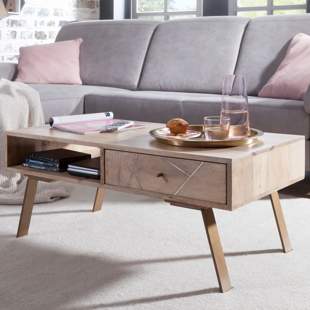 Couchtisch mit Schublade aus Mangoholz, Braun - Maisons Du Monde