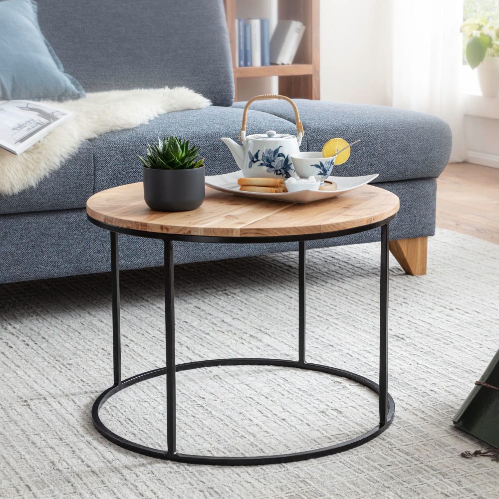 Couchtisch rund aus Akazie Massivholz, Braun - Maisons Du Monde