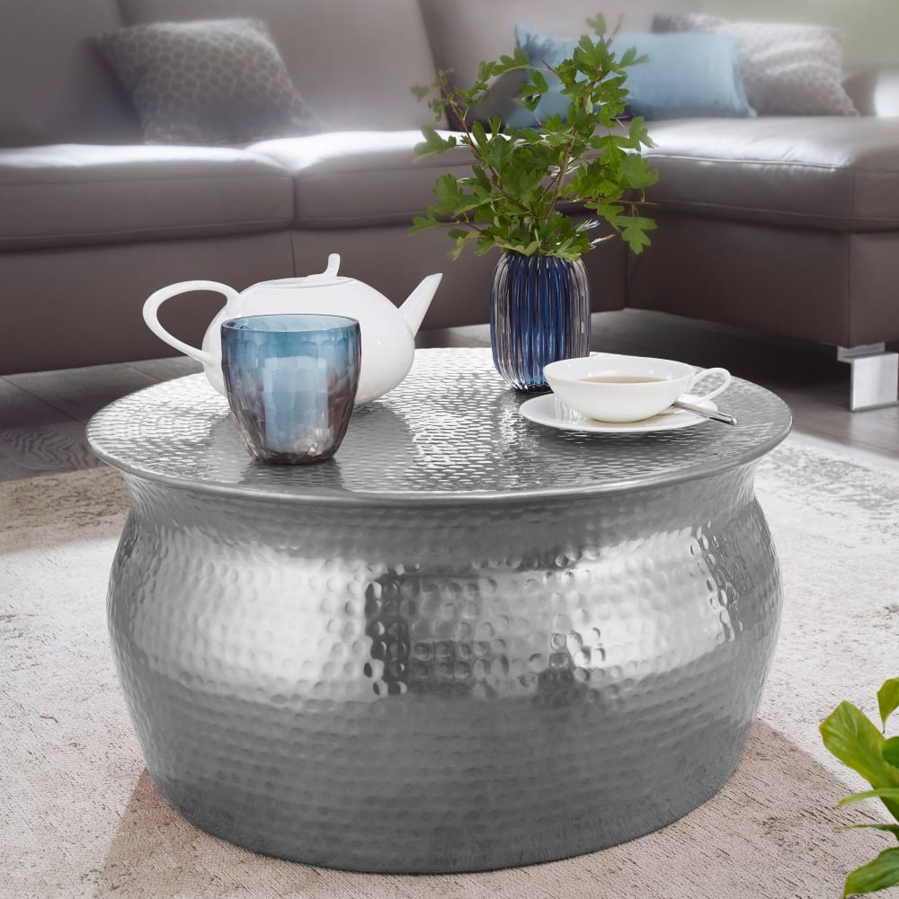 Couchtisch orientalisch aus Aluminium, Silber - Maisons Du Monde