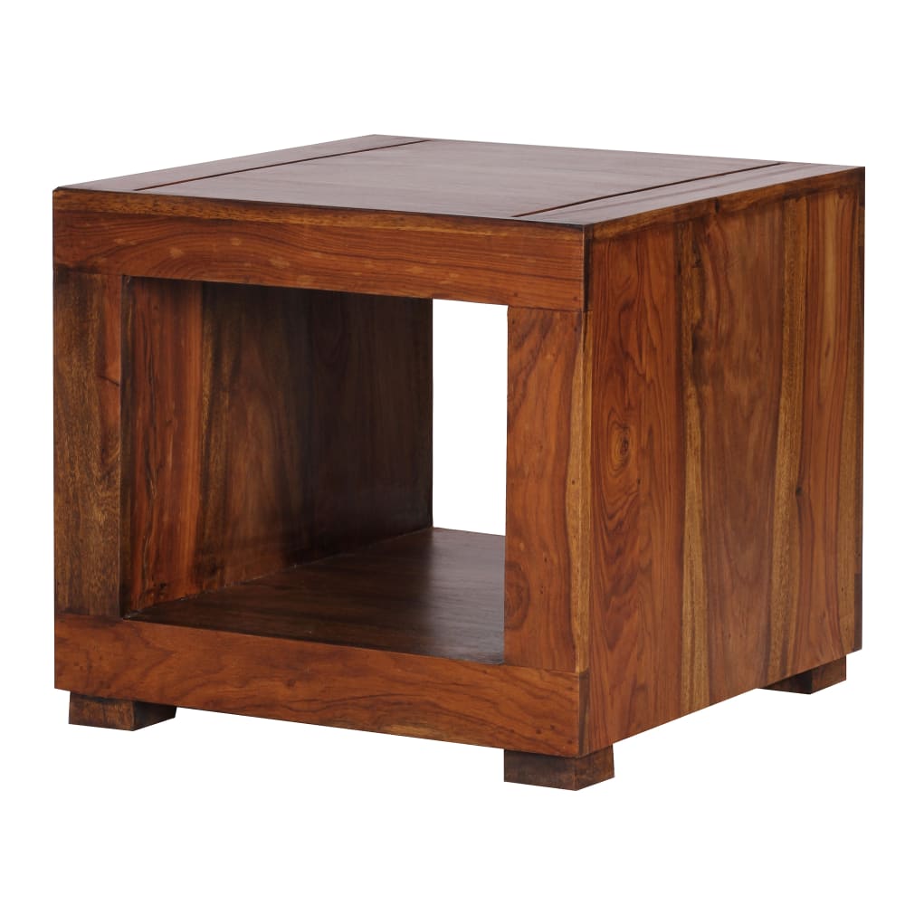 FineBuy Couchtisch quadratisch aus Sheesham Massivholz, Braun style modern Braun