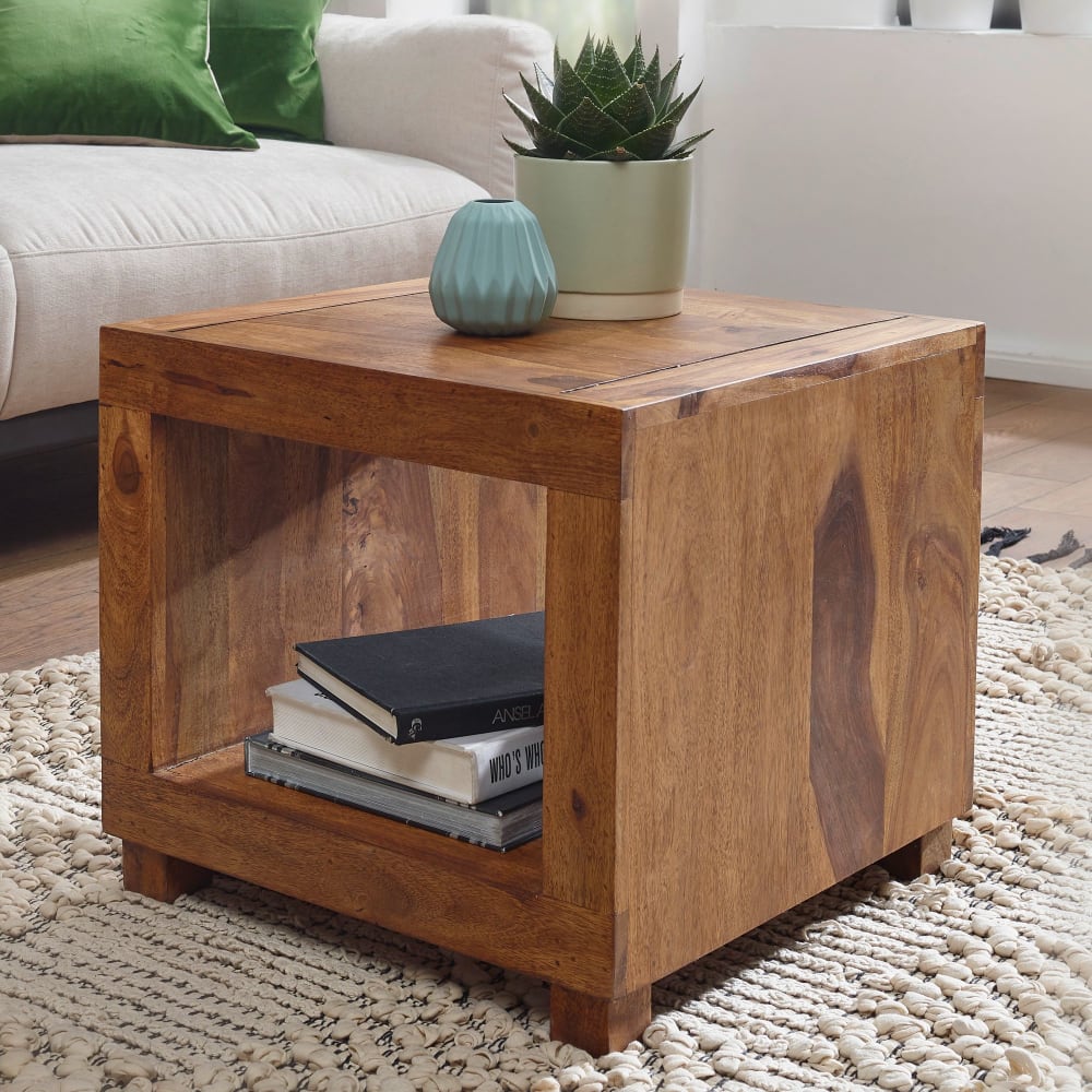 Couchtisch quadratisch aus Sheesham Massivholz, Braun - Maisons
