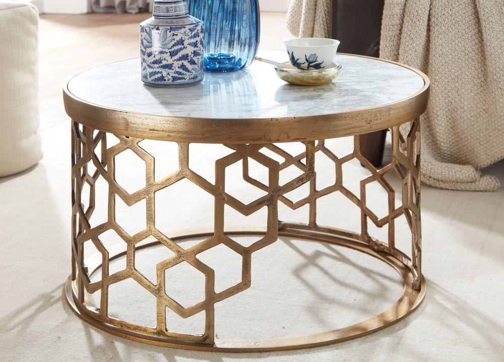 Table basse ronde en marbre, blanc